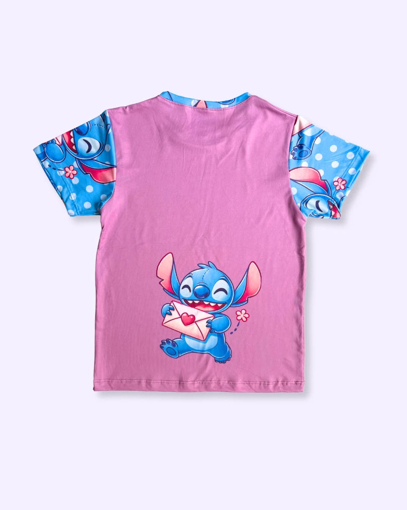 Pijama de Stitch para niñas – Camiseta y pantalon en tela piel de durazno