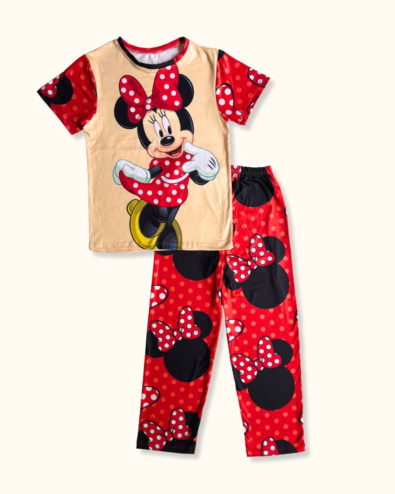 Pijama de Minnie Mouse 🎀 - Conjunto de 2 piezas en tela piel de durazno