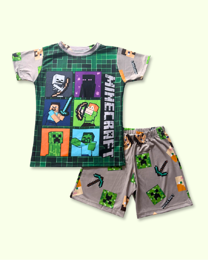 Pijama de Minecraft para niños | Conjunto en tela piel de durazno