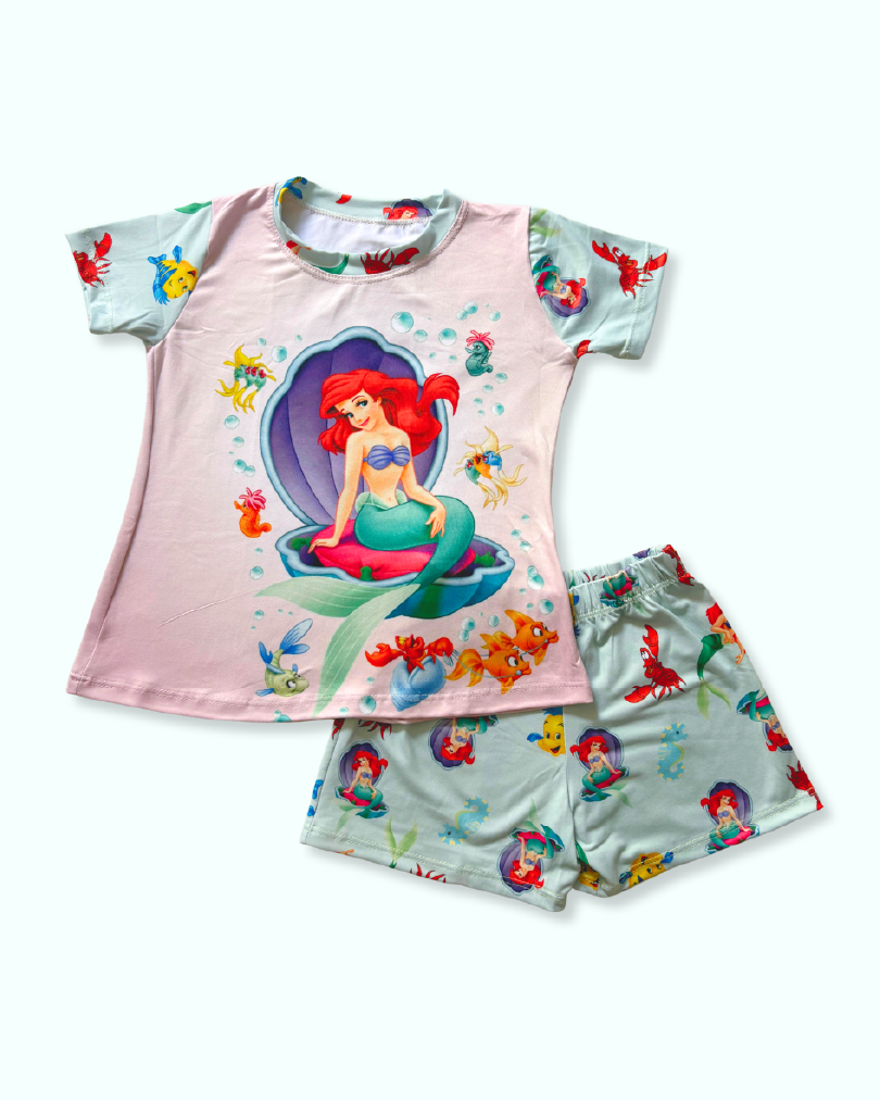 Pijama de La Sirenita para niñas | Conjunto en tela piel de durazno