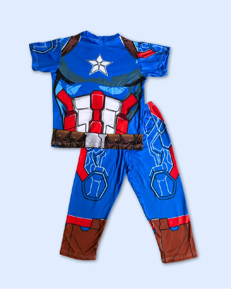 Pijama disfraz del Capitán América para niños | Conjunto en tela piel de durazno