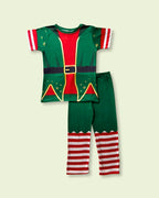Pijama de Duende de Navidad - Manga Corta y Pantalón