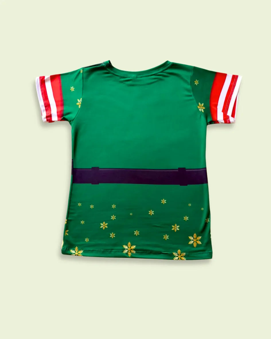 Pijama de Duende de Navidad - Manga Corta y Pantalón
