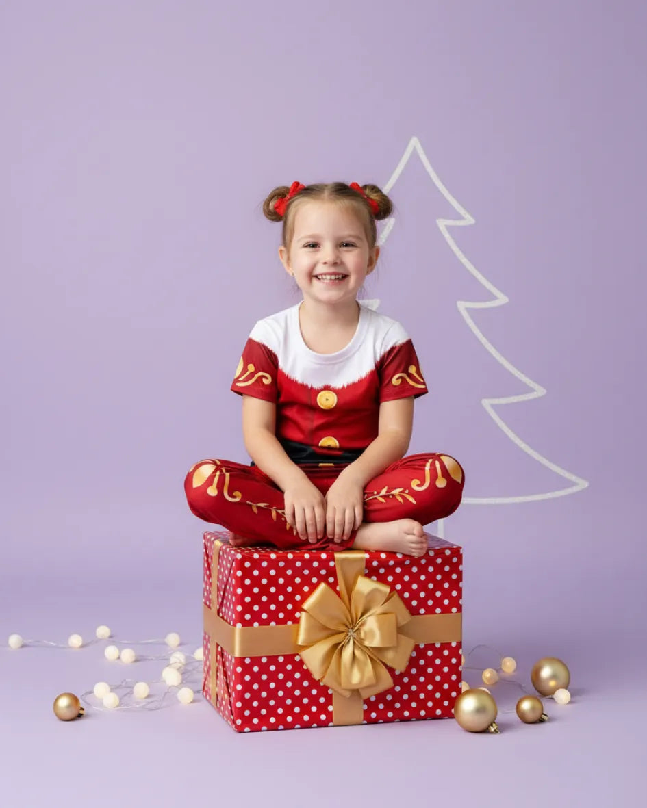 Pijama Disfraz de Mapá Noel para Niña - Manga Corta y Pantalón