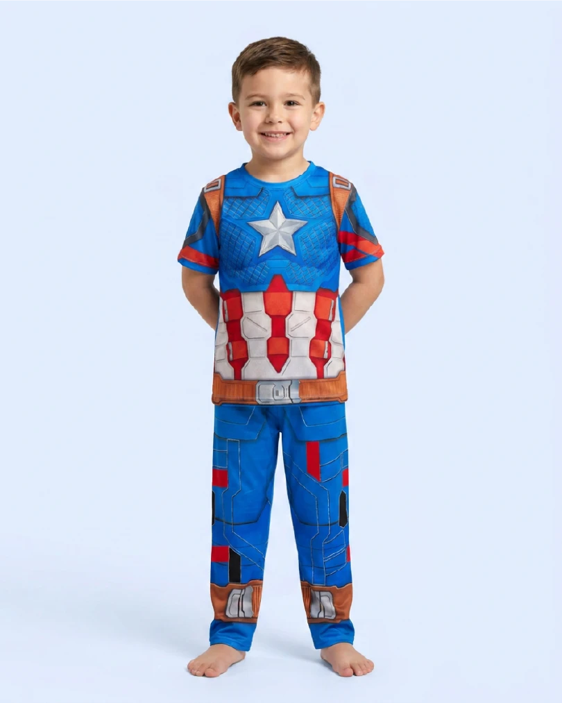 Pijama Disfraz de Capitán América para Niño - Manga Corta y Pantalón