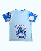 Pijama de Stich para niñas | Conjunto de 2 piezas en tela piel de durazno con diseño de conejito