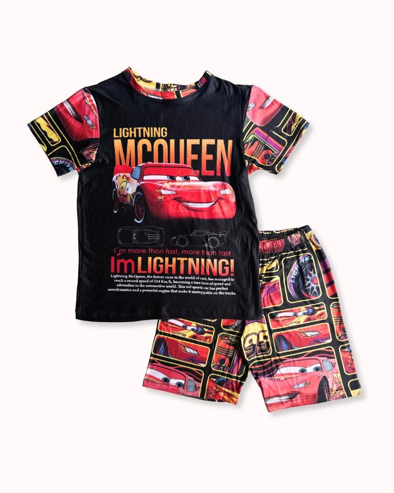 Pijama de Rayo McQueen para niños | Conjunto de 2 piezas en tela piel de durazno