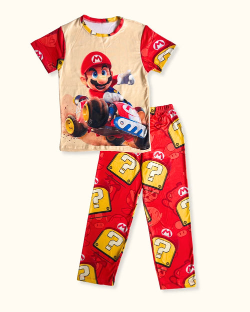 Pijama de Mario Kart para niños – Conjunto en tela piel de durazno