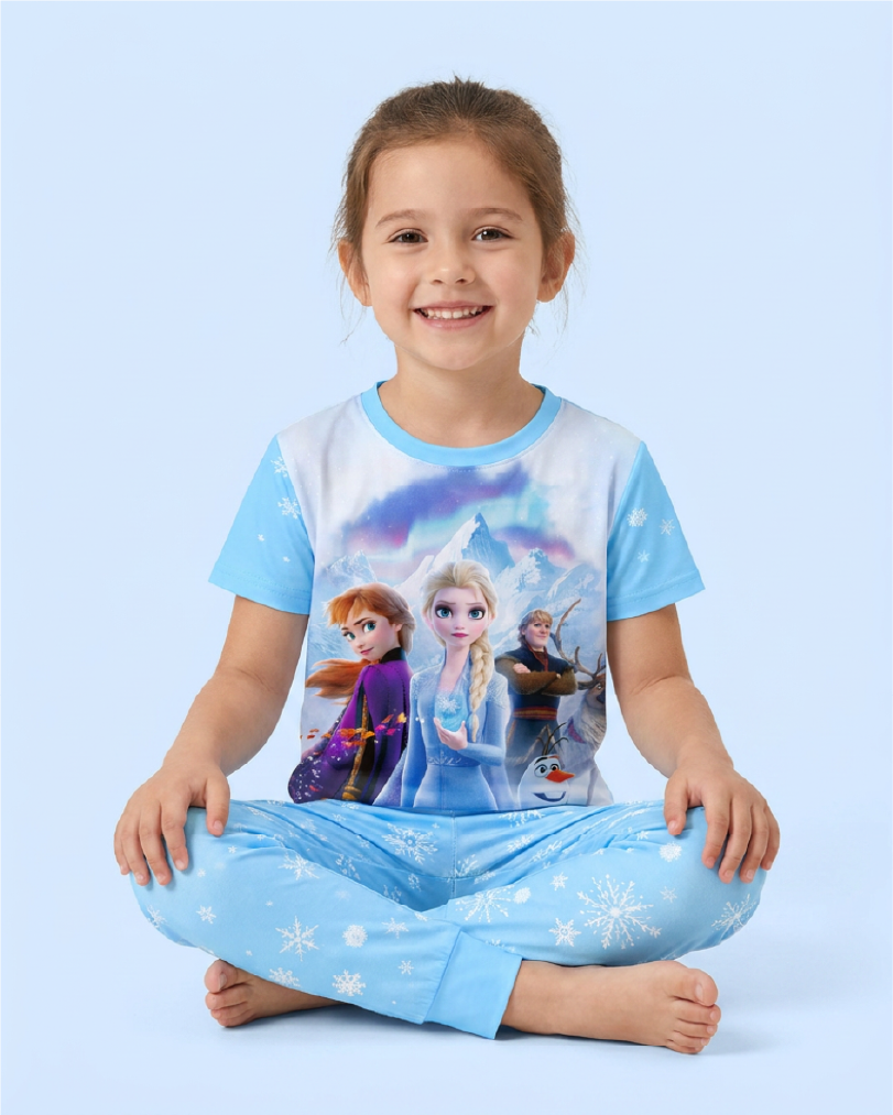 Pijama de Frozen para Niña - Manga Corta y Pantalón