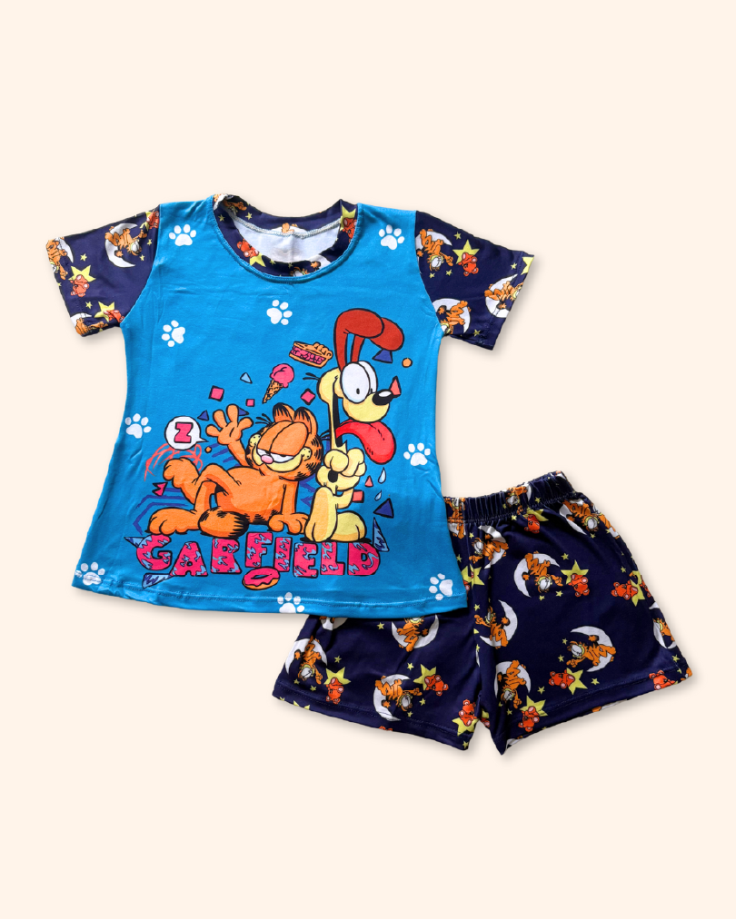 Pijama de Garfield para niños | Conjunto en tela piel de durazno