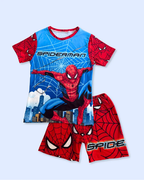 Pijama de Spiderman para niños | Conjunto de 2 piezas en tela piel de durazno
