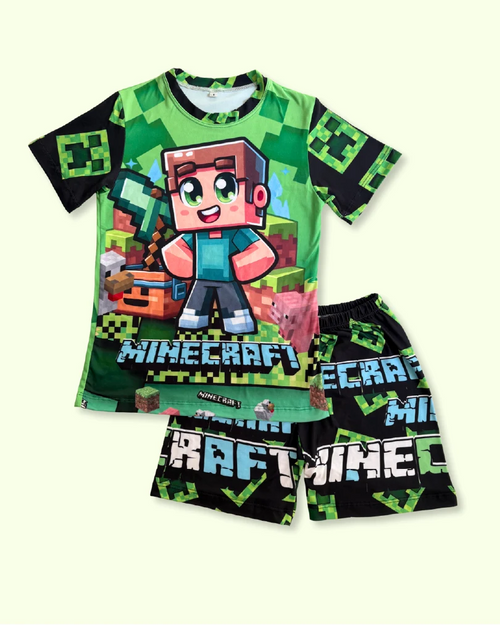 Pijama Minecraft para niños | Conjunto de 2 piezas en tela piel de durazno